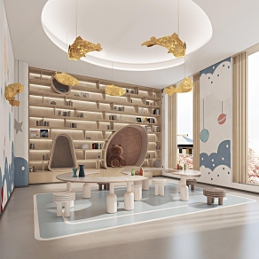 现代儿童阅览室3D模型下载